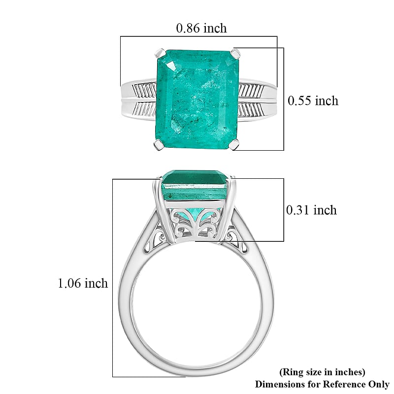 D'Joy Emeraldine Triplet Quartz 6.60 ctw Ring in Platinum Over Sterling Silver (Size 8.0)