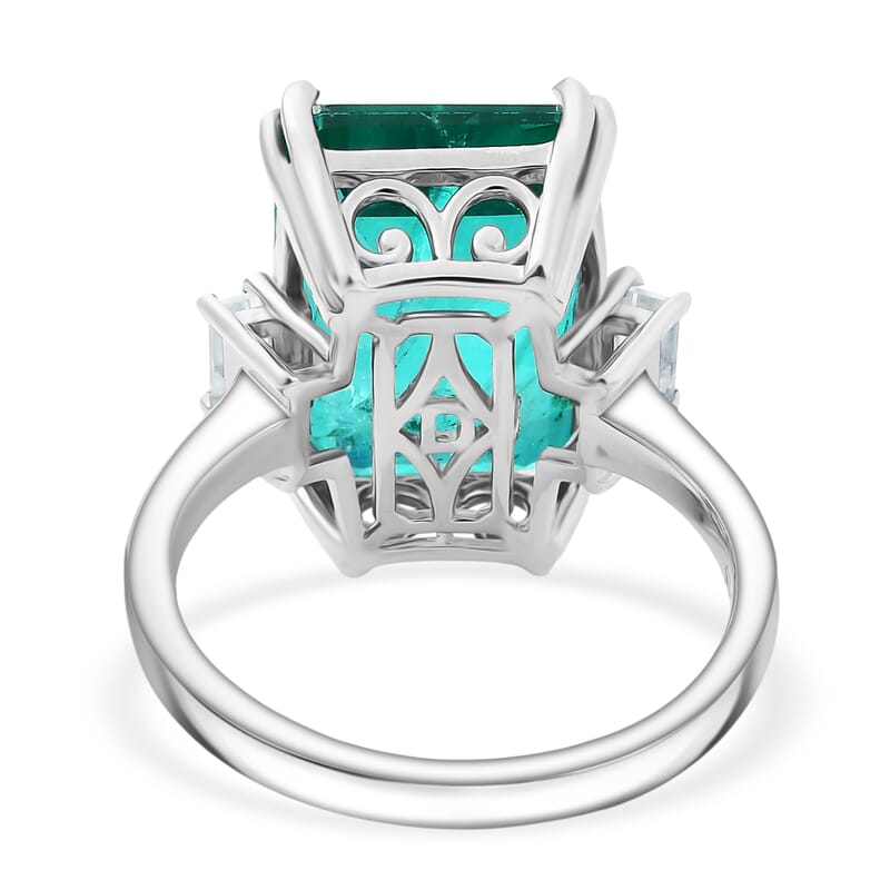 D'Joy Emeraldine Triplet Quartz and White Topaz 8.35 ctw Ring in Platinum Over Sterling Silver (Size 8.0)