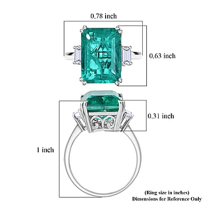 D'Joy Emeraldine Triplet Quartz and White Topaz 8.35 ctw Ring in Platinum Over Sterling Silver (Size 8.0)