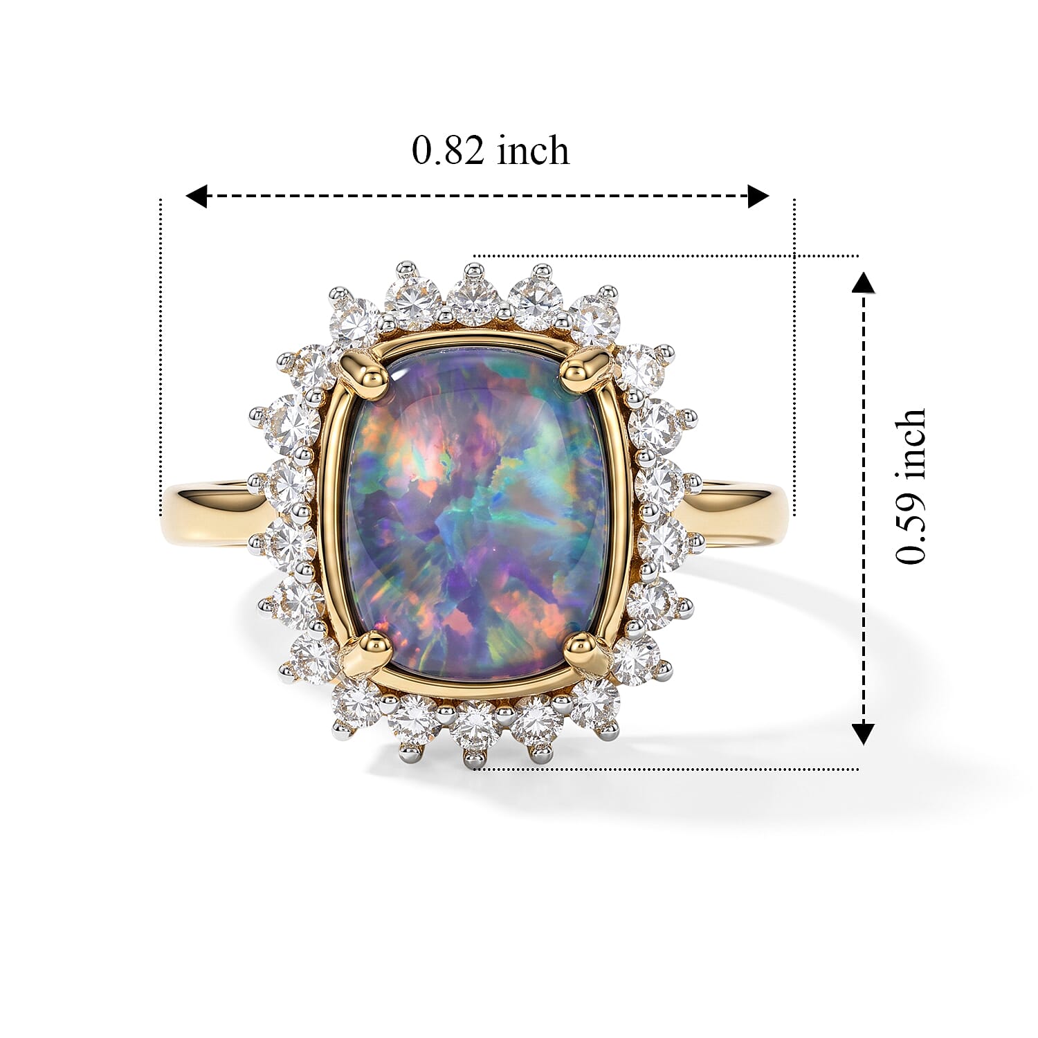 Premium Boulder Opal Triplet and Luxuriant Lab Grown Diamond G-H SI 2.85 ctw Ring in 18K Vermeil Yellow Gold Over Sterling Silver (Size 6.5)