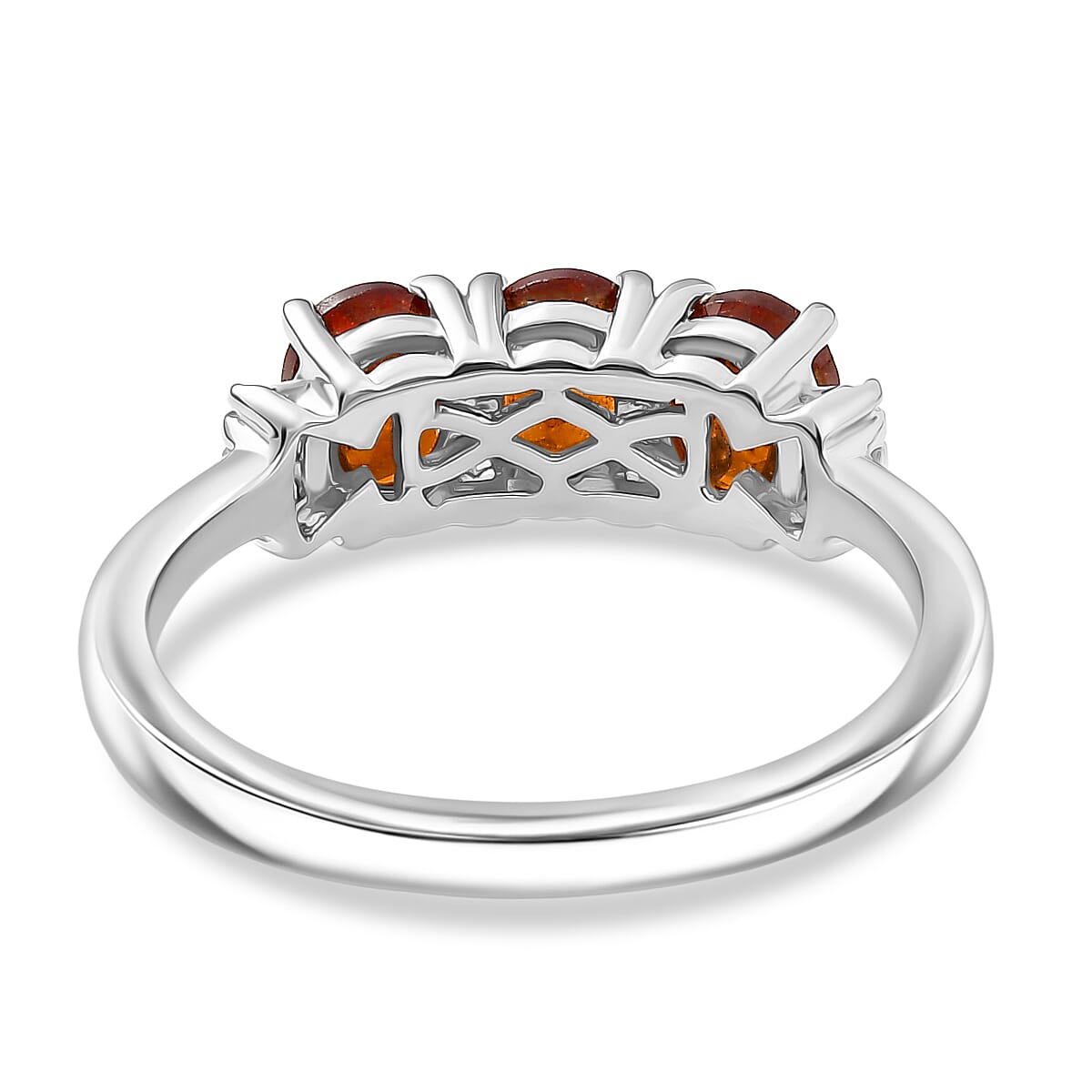 D'Joy Premium Ratnapura Hessonite Garnet and Diamond 1.50 ctw Ring in Platinum Over Sterling Silver (Size 8.0)