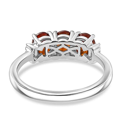 D'Joy Premium Ratnapura Hessonite Garnet and Diamond 1.50 ctw Ring in Platinum Over Sterling Silver (Size 8.0)
