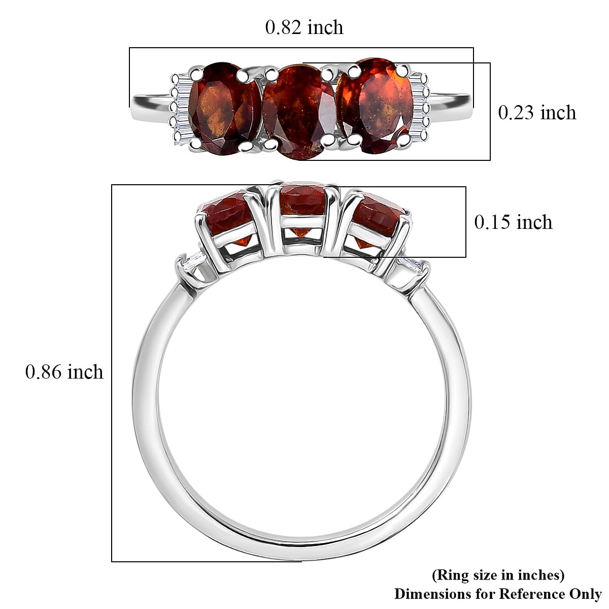 D'Joy Premium Ratnapura Hessonite Garnet and Diamond 1.50 ctw Ring in Platinum Over Sterling Silver (Size 8.0)