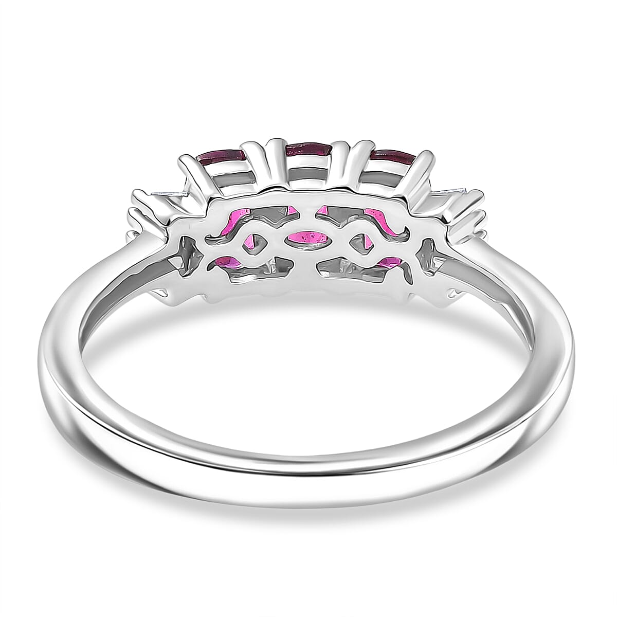 D'Joy Premium Radiant Ember Garnet and Diamond 1.15 ctw Ring in Rhodium Over Sterling Silver (Size 6.0)