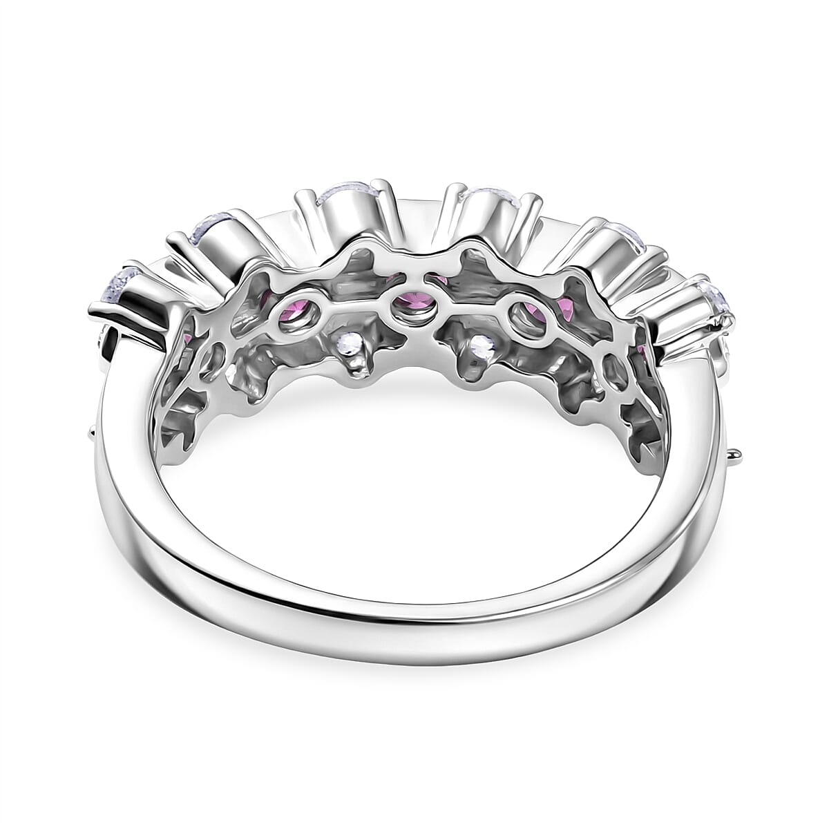 D'Joy Premium Radiant Ember Garnet and White Zircon 1.80 ctw Ring in Rhodium Over Sterling Silver (Size 6.0)