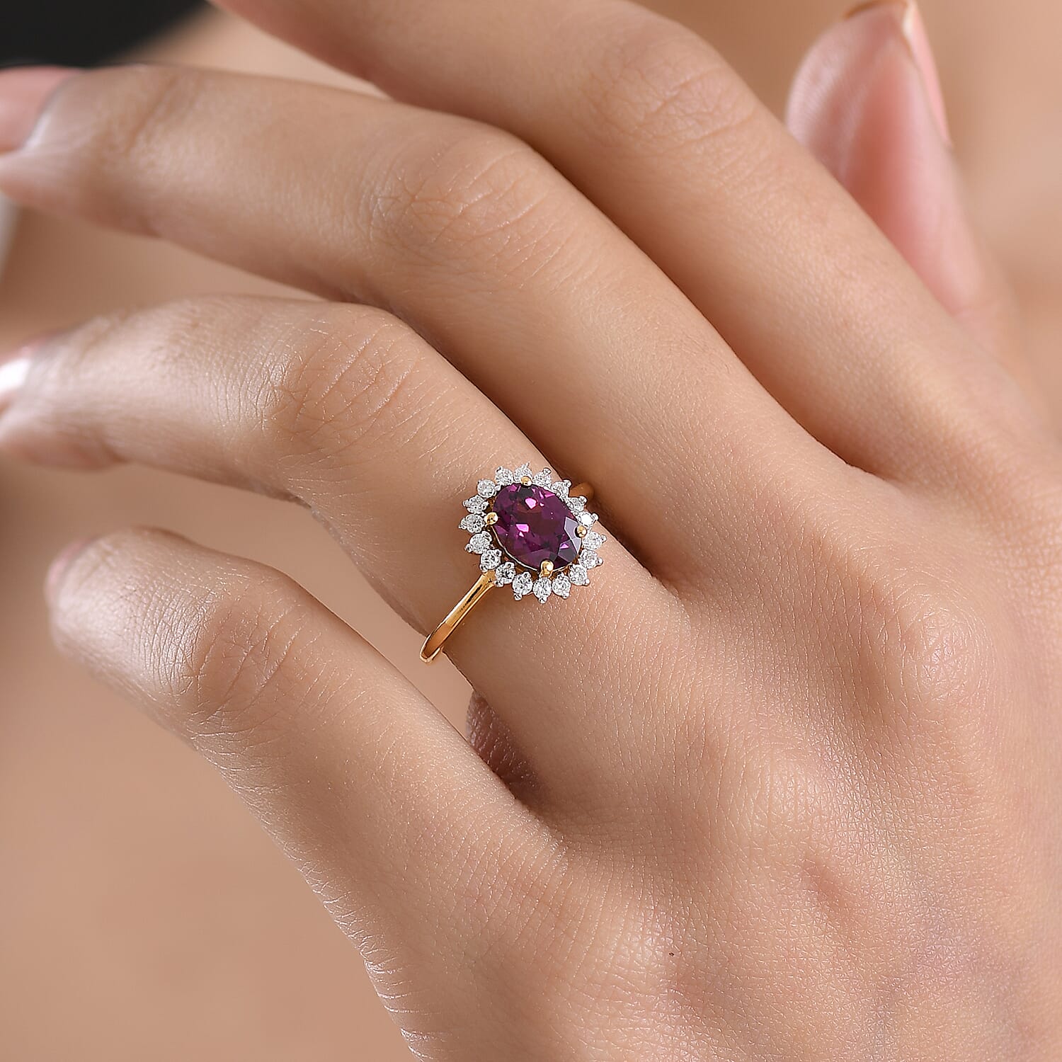D'Joy Premium Radiant Ember Garnet and Moissanite 1.70 ctw Ring in 18K Vermeil Yellow Gold Over Sterling Silver (Size 6.0)