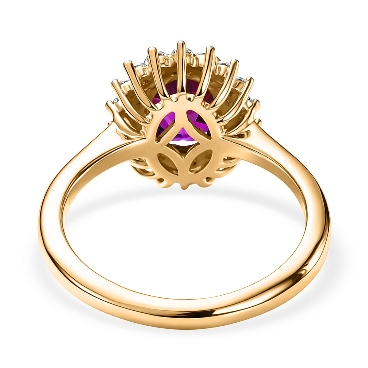 D'Joy Premium Radiant Ember Garnet and Moissanite 1.70 ctw Ring in 18K Vermeil Yellow Gold Over Sterling Silver (Size 6.0)