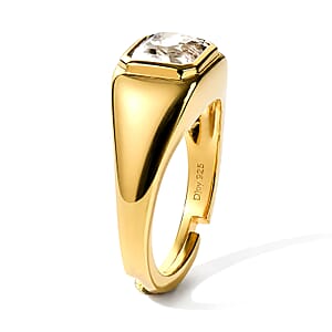 D'Joy Asscher Cut White Topaz 1.50 ctw Ring in 18K Vermeil Yellow Gold Over Sterling Silver (Size 4.0)