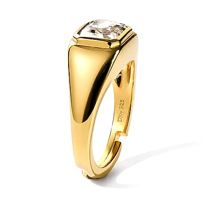 D'Joy Asscher Cut White Topaz 1.50 ctw Ring in 18K Vermeil Yellow Gold Over Sterling Silver (Size 4.0)