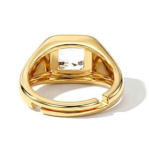 D'Joy Asscher Cut White Topaz 1.50 ctw Ring in 18K Vermeil Yellow Gold Over Sterling Silver (Size 4.0)