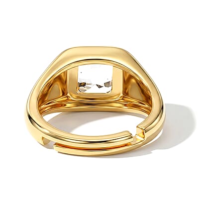 D'Joy Asscher Cut White Topaz 1.50 ctw Ring in 18K Vermeil Yellow Gold Over Sterling Silver (Size 4.0)