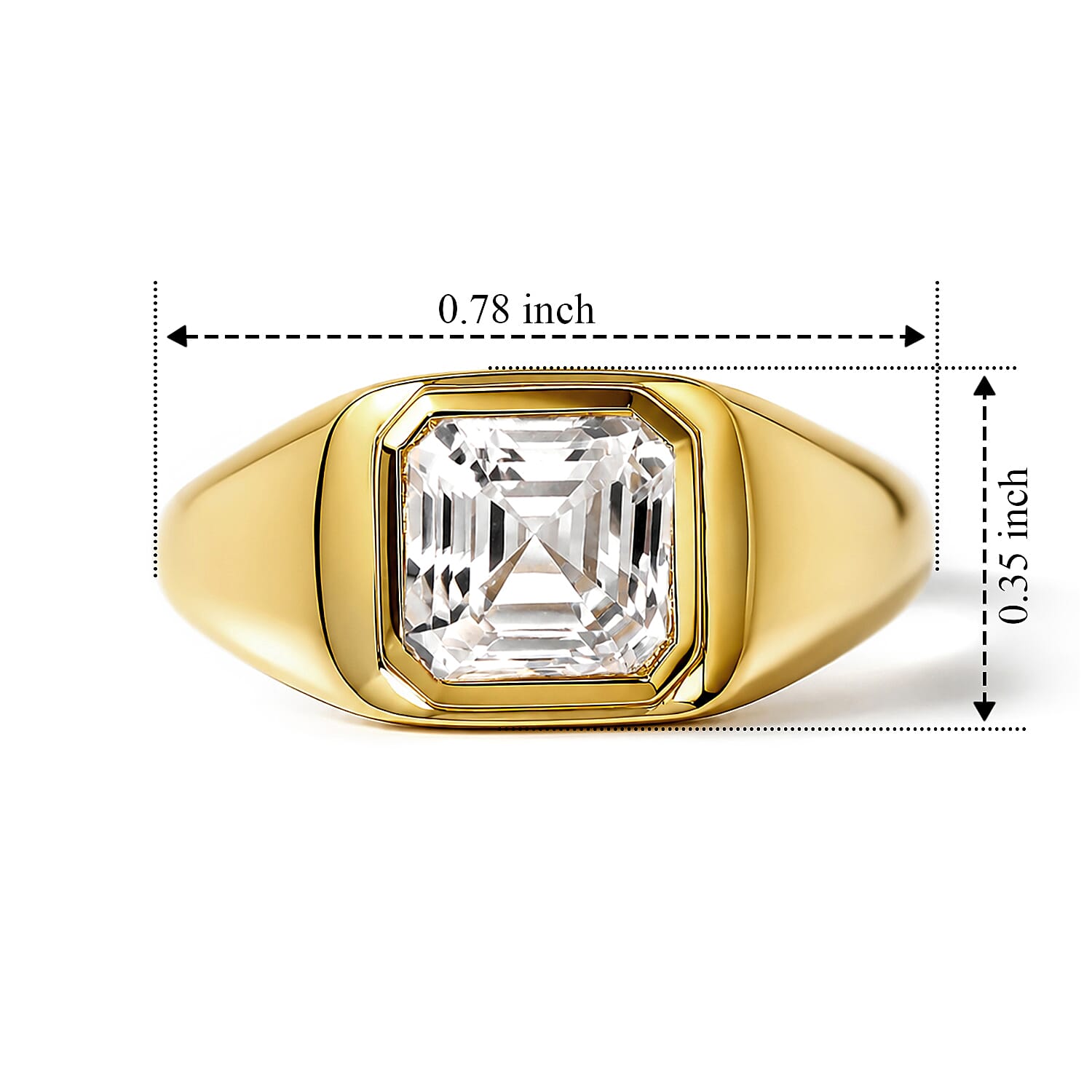 D'Joy Asscher Cut White Topaz 1.50 ctw Ring in 18K Vermeil Yellow Gold Over Sterling Silver (Size 4.0)
