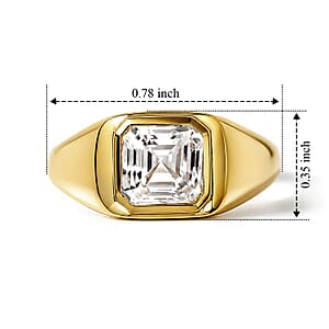 D'Joy Asscher Cut White Topaz 1.50 ctw Ring in 18K Vermeil Yellow Gold Over Sterling Silver (Size 4.0)