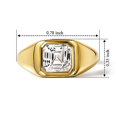 D'Joy Asscher Cut White Topaz 1.50 ctw Ring in 18K Vermeil Yellow Gold Over Sterling Silver (Size 4.0)