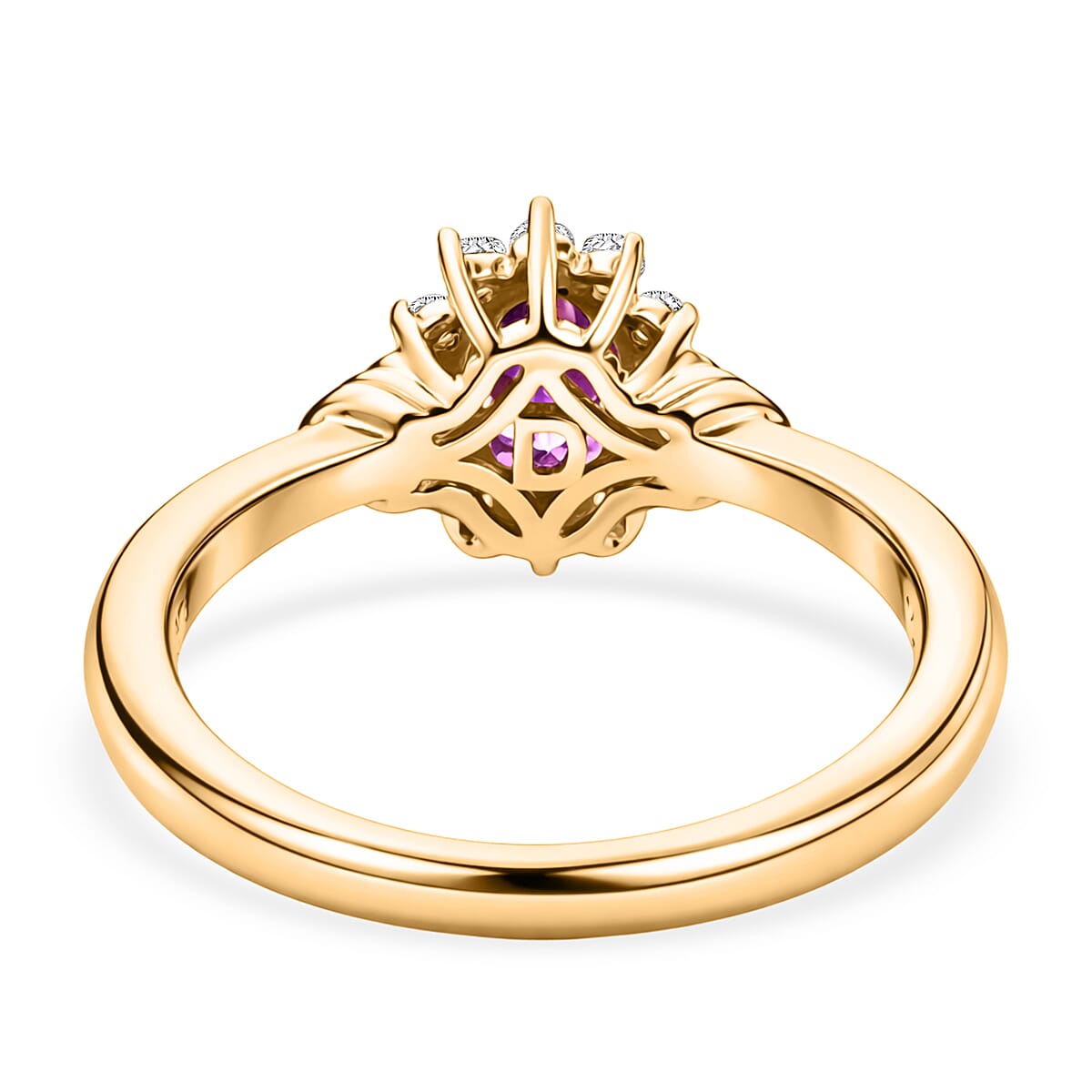 D'Joy AAA Radiant Ember Garnet and White Zircon 0.85 ctw Ring in 18K Yellow Gold Over Sterling Silver (Size 6.0)