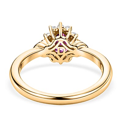 D'Joy AAA Radiant Ember Garnet and White Zircon 0.85 ctw Ring in 18K Yellow Gold Over Sterling Silver (Size 6.0)