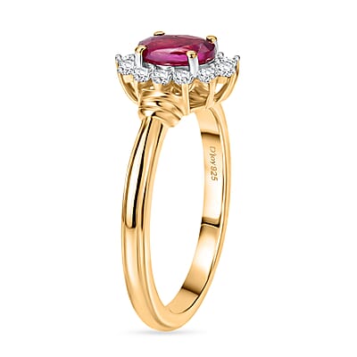 D'Joy AAA Radiant Ember Garnet and White Zircon 0.85 ctw Ring in 18K Yellow Gold Over Sterling Silver (Size 9.5)