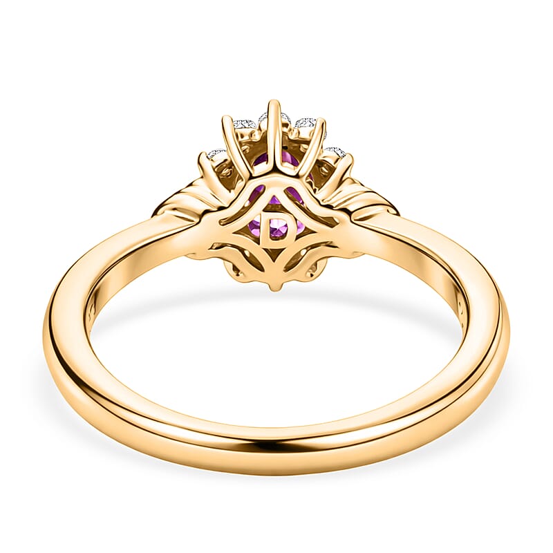 D'Joy AAA Radiant Ember Garnet and White Zircon 0.85 ctw Ring in 18K Yellow Gold Over Sterling Silver (Size 10.0)