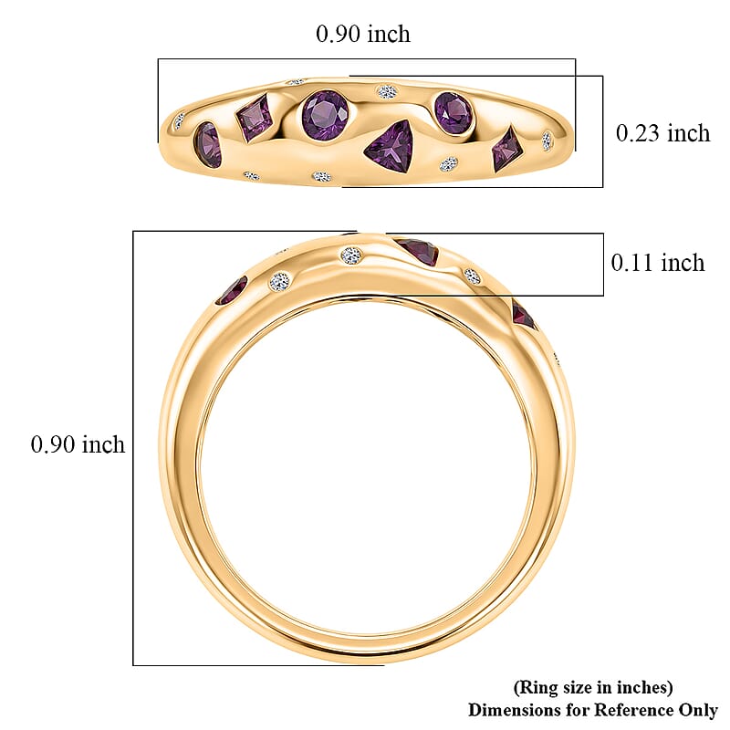 D'Joy AAA Radiant Ember Garnet and Lab Grown Diamond 0.65 ctw Band Ring in 18K Yellow Gold Over Sterling Silver (Size 7.5)