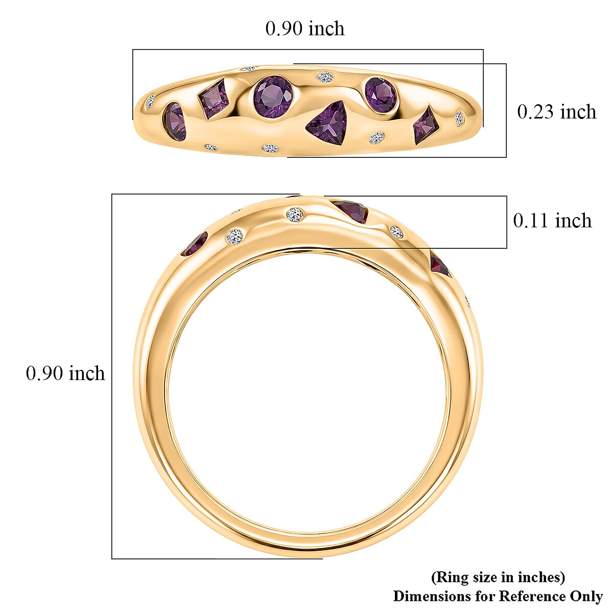 D'Joy AAA Radiant Ember Garnet and Lab Grown Diamond 0.65 ctw Band Ring in 18K Yellow Gold Over Sterling Silver (Size 9.0)