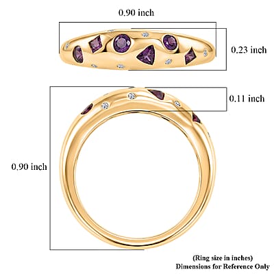 D'Joy AAA Radiant Ember Garnet and Lab Grown Diamond 0.65 ctw Band Ring in 18K Yellow Gold Over Sterling Silver (Size 9.0)