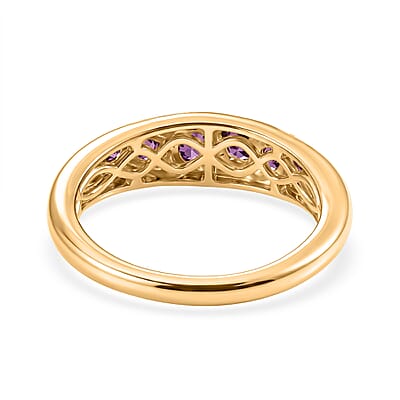 D'Joy AAA Radiant Ember Garnet and Lab Grown Diamond 0.65 ctw Band Ring in 18K Yellow Gold Over Sterling Silver (Size 9.5)