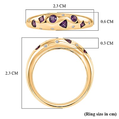D'Joy AAA Radiant Ember Garnet and Lab Grown Diamond 0.65 ctw Band Ring in 18K Yellow Gold Over Sterling Silver (Size 10.0)