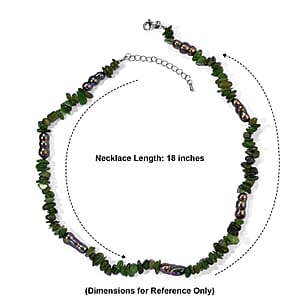 EverTrue Peacock Pearl (D) and Nephrite 135.00 ctw Necklace in Stainless Steel 18-20 Inches 