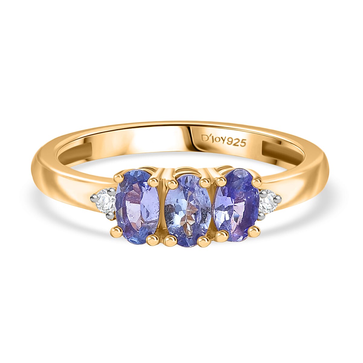 D'Joy Premium Tanzanite and Lab Grown Diamond I1 0.70 ctw Ring in 14K Yellow Gold Over Sterling Silver (Size 6.0)