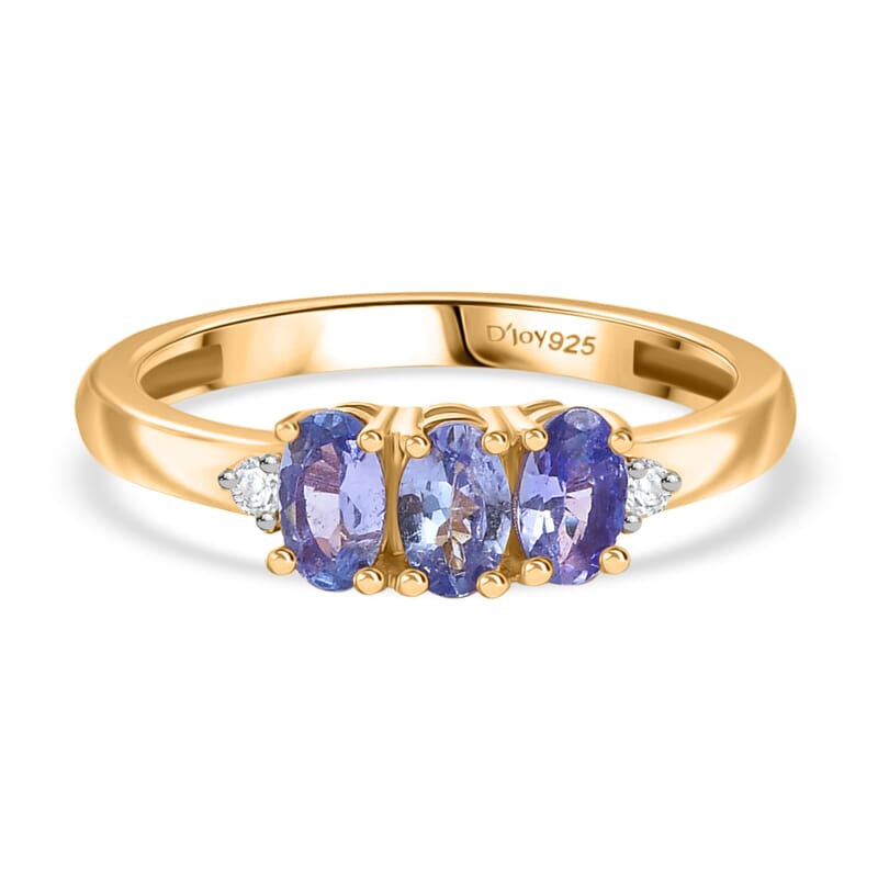 D'Joy Premium Tanzanite and Lab Grown Diamond I1 0.70 ctw Ring in 14K Yellow Gold Over Sterling Silver (Size 6.0)