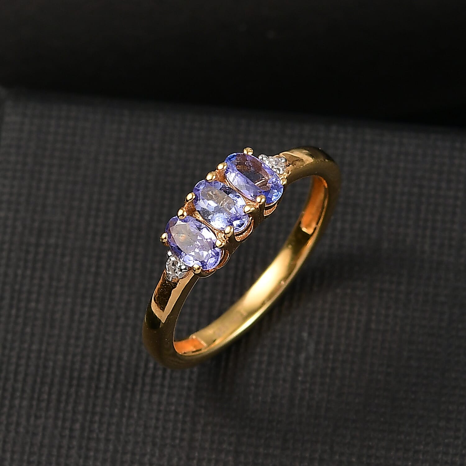 D'Joy Premium Tanzanite and Lab Grown Diamond I1 0.70 ctw Ring in 14K Yellow Gold Over Sterling Silver (Size 6.0)