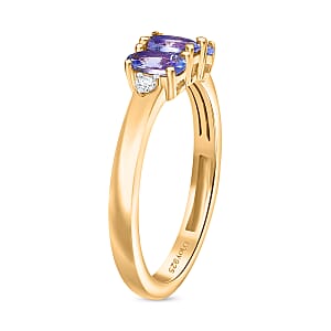D'Joy Premium Tanzanite and Lab Grown Diamond I1 0.70 ctw Ring in 14K Yellow Gold Over Sterling Silver (Size 6.0)