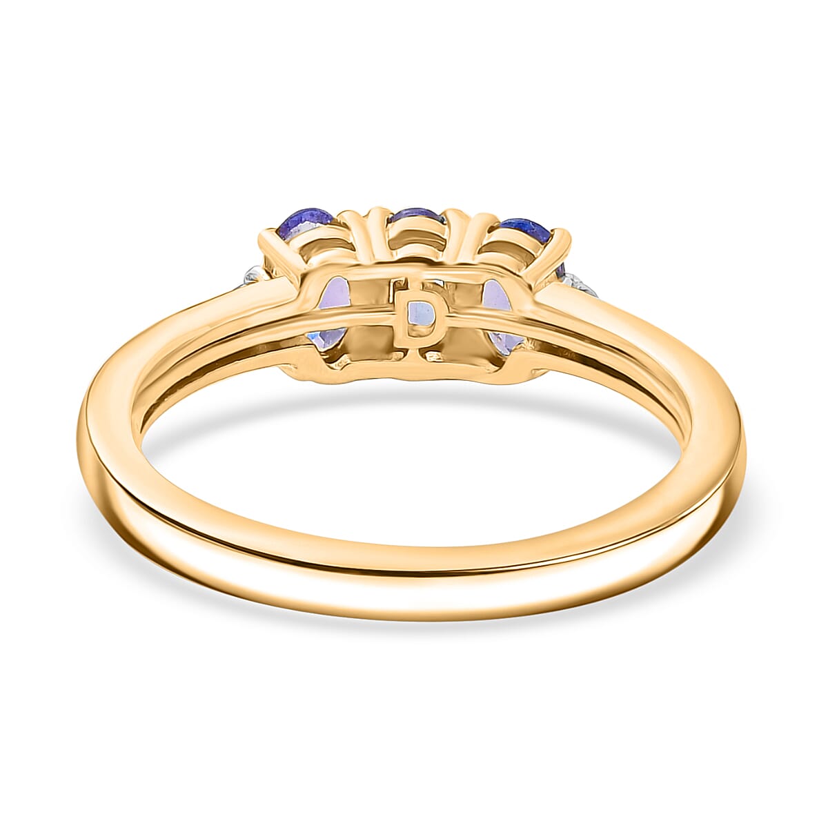 D'Joy Premium Tanzanite and Lab Grown Diamond I1 0.70 ctw Ring in 14K Yellow Gold Over Sterling Silver (Size 6.0)