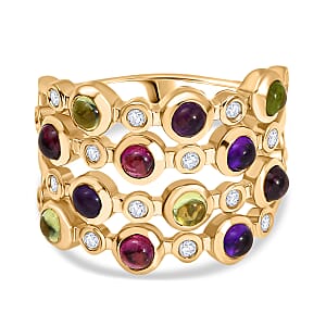 Multi Gemstone 2.30 ctw Ring in 14K YG Over Sterling Silver (Size 7.5)