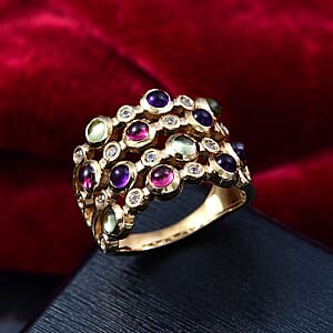 Multi Gemstone 2.30 ctw Ring in 14K YG Over Sterling Silver (Size 7.5)