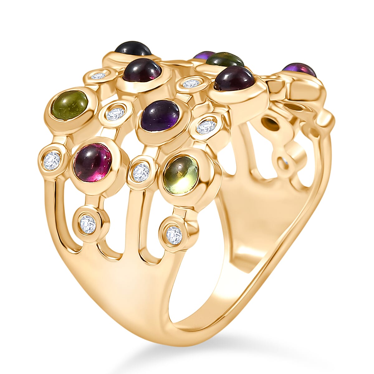 Multi Gemstone 2.30 ctw Ring in 14K YG Over Sterling Silver (Size 7.5) image number 3
