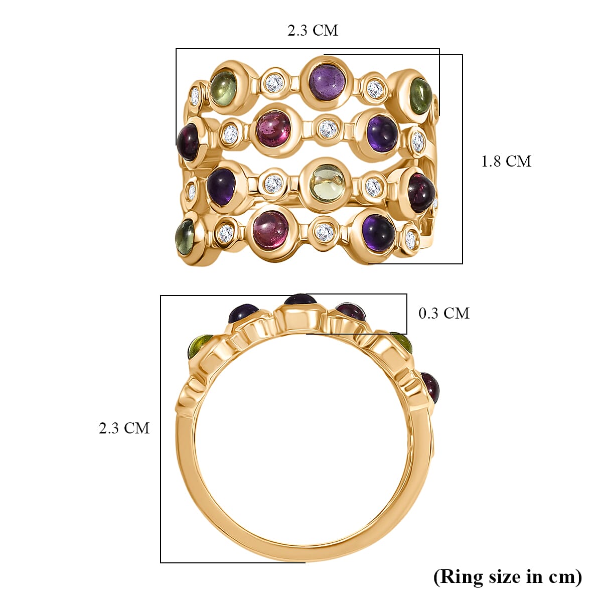 Multi Gemstone 2.30 ctw Ring in 14K YG Over Sterling Silver (Size 7.5) image number 5