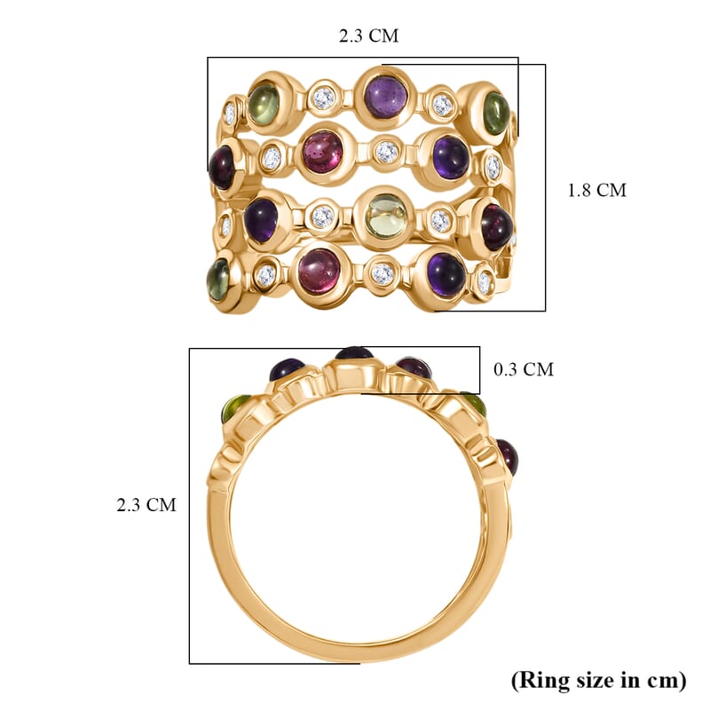 Multi Gemstone 2.30 ctw Ring in 14K YG Over Sterling Silver (Size 7.5)