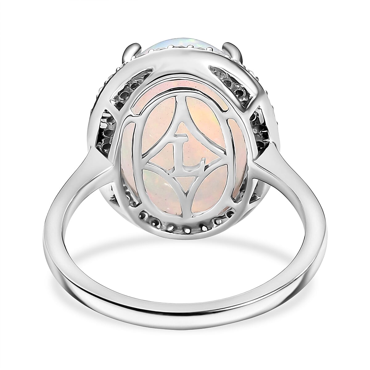 AAAA Ethiopian Welo Opal and Luxuriant Lab Grown Diamond G-H SI 6.60 ctw Ring in 950 Platinum (Size 9.5)