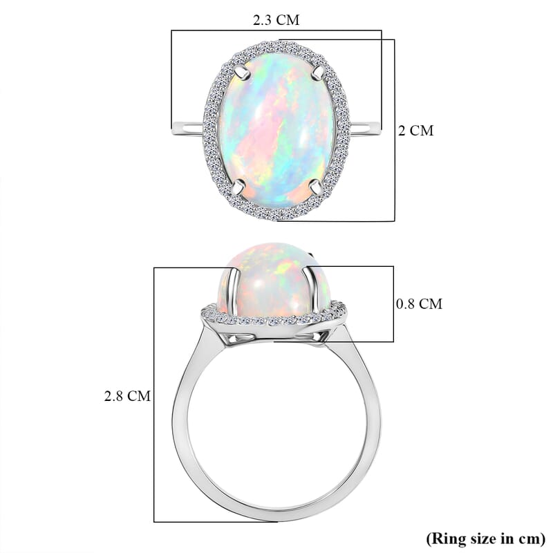 AAAA Ethiopian Welo Opal and Luxuriant Lab Grown Diamond G-H SI 6.60 ctw Ring in 950 Platinum (Size 9.5)