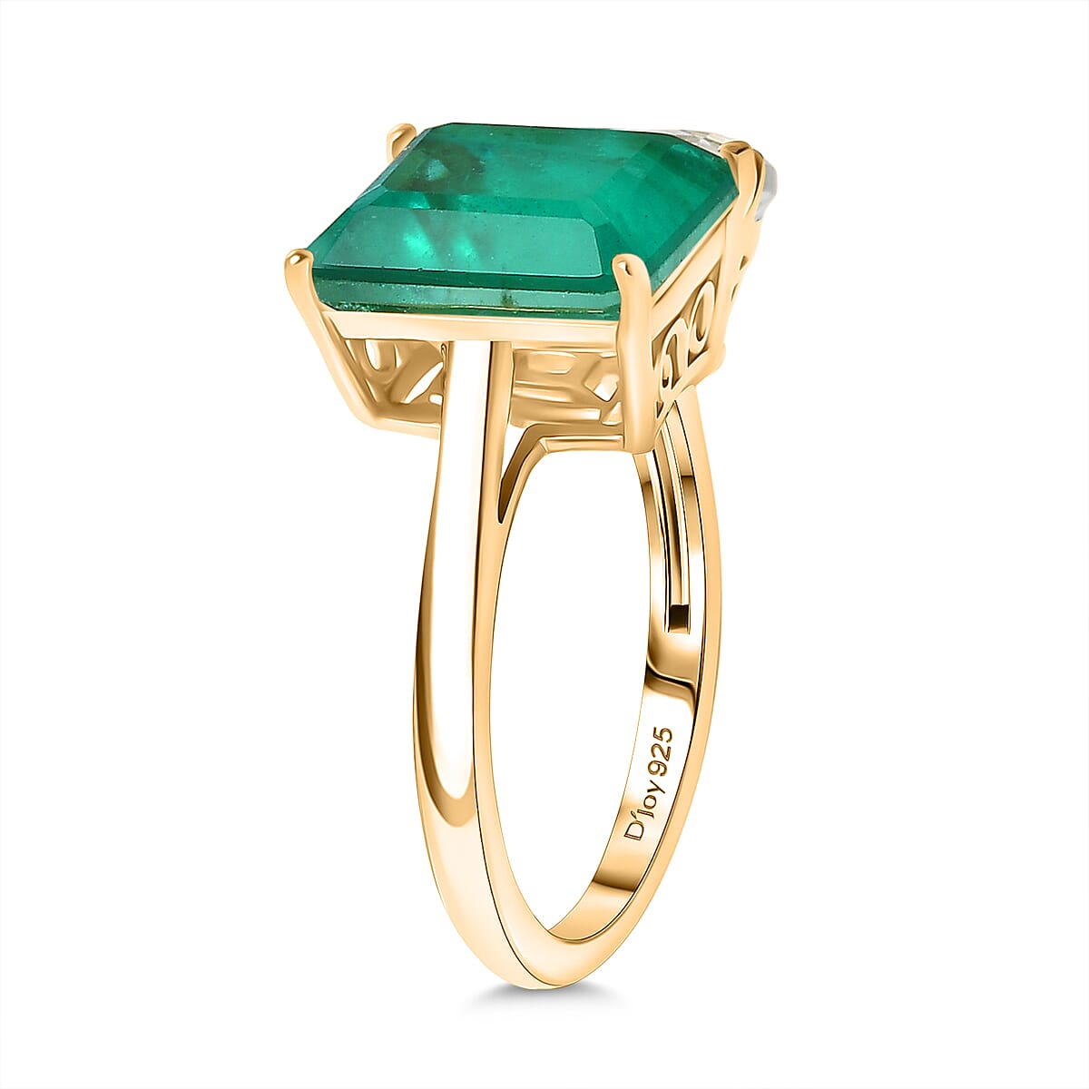 D'Joy Emeraldine Quartz (Triplet) and White Topaz 6.15 ctw Ring in 18K YG Plated Sterling Silver (Size 9.5)