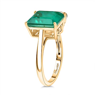 D'Joy Emeraldine Quartz (Triplet) and White Topaz 6.15 ctw Ring in 18K YG Plated Sterling Silver (Size 9.5)