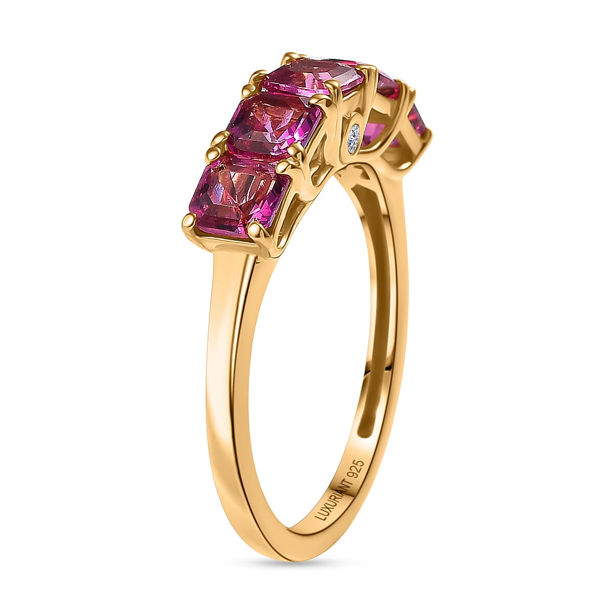 Luxuriant AAA Lab Grown Bixbite and Lab Grown Diamond G-H SI 1.40 ctw Ring in 18K Vermeil Yellow Gold Over Sterling Silver (Size 9.5)