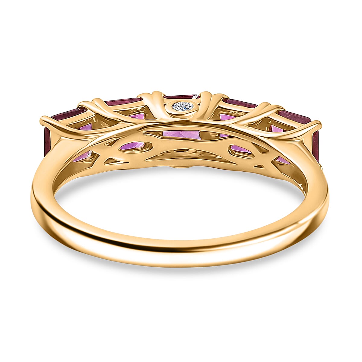 Luxuriant AAA Lab Grown Bixbite and Lab Grown Diamond G-H SI 1.40 ctw Ring in 18K Vermeil Yellow Gold Over Sterling Silver (Size 9.5)