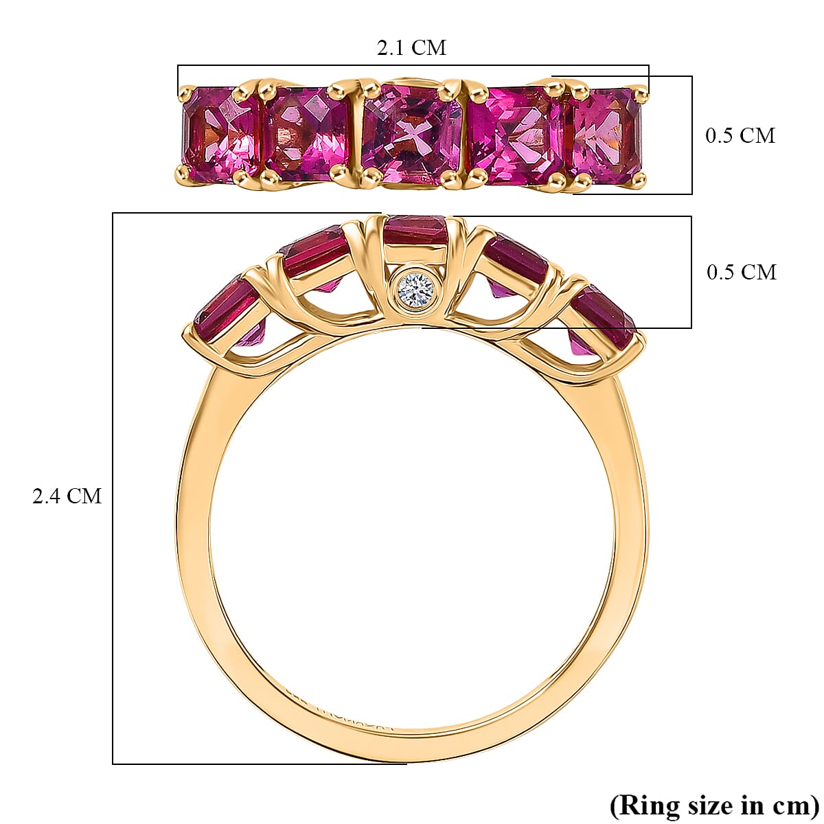 Luxuriant AAA Lab Grown Bixbite and Lab Grown Diamond G-H SI 1.40 ctw Ring in 18K Vermeil Yellow Gold Over Sterling Silver (Size 9.5)