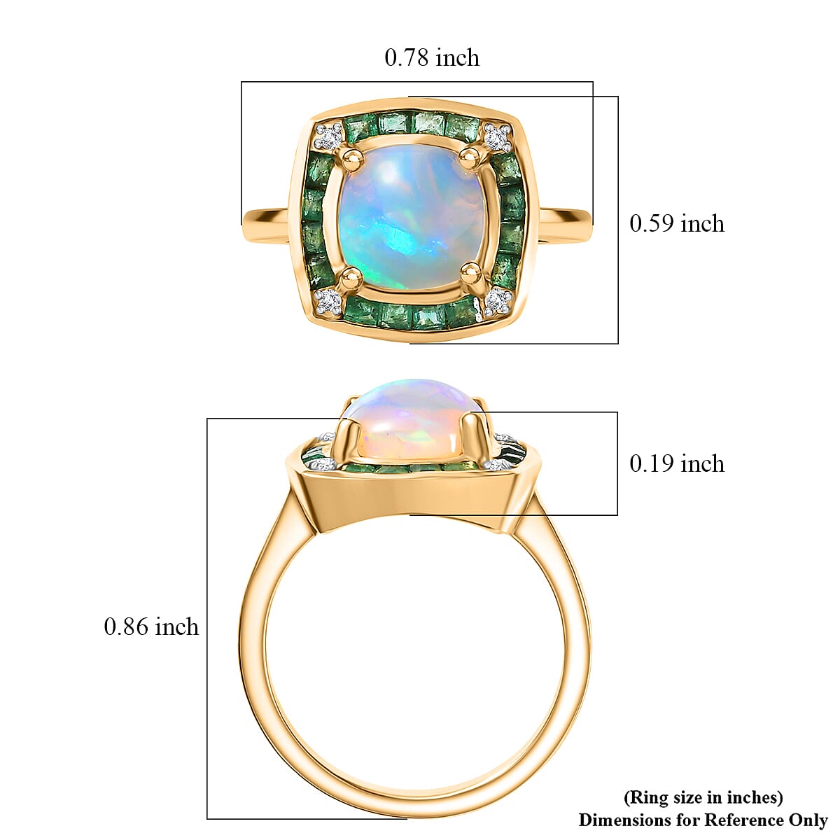 D'Joy Premium Ethiopian Welo Opal and Multi Gemstone 1.85 ctw Ring in 18K Vermeil Yellow Gold Over Sterling Silver (Size 9.5)