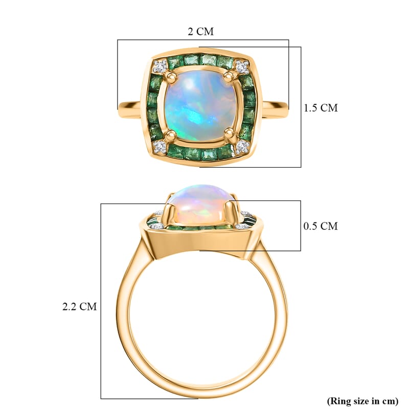 D'Joy Premium Ethiopian Welo Opal and Multi Gemstone 1.85 ctw Ring in 18K Vermeil Yellow Gold Over Sterling Silver (Size 10.0)