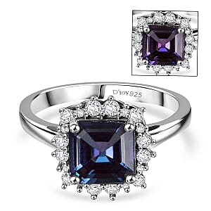 D'Joy AAA Lab Grown Alexandrite and Moissanite 2.30 ctw Ring in Rhodium Over Sterling Silver (Size 8.5)