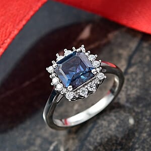 D'Joy AAA Lab Grown Alexandrite and Moissanite 2.30 ctw Ring in Rhodium Over Sterling Silver (Size 8.5)