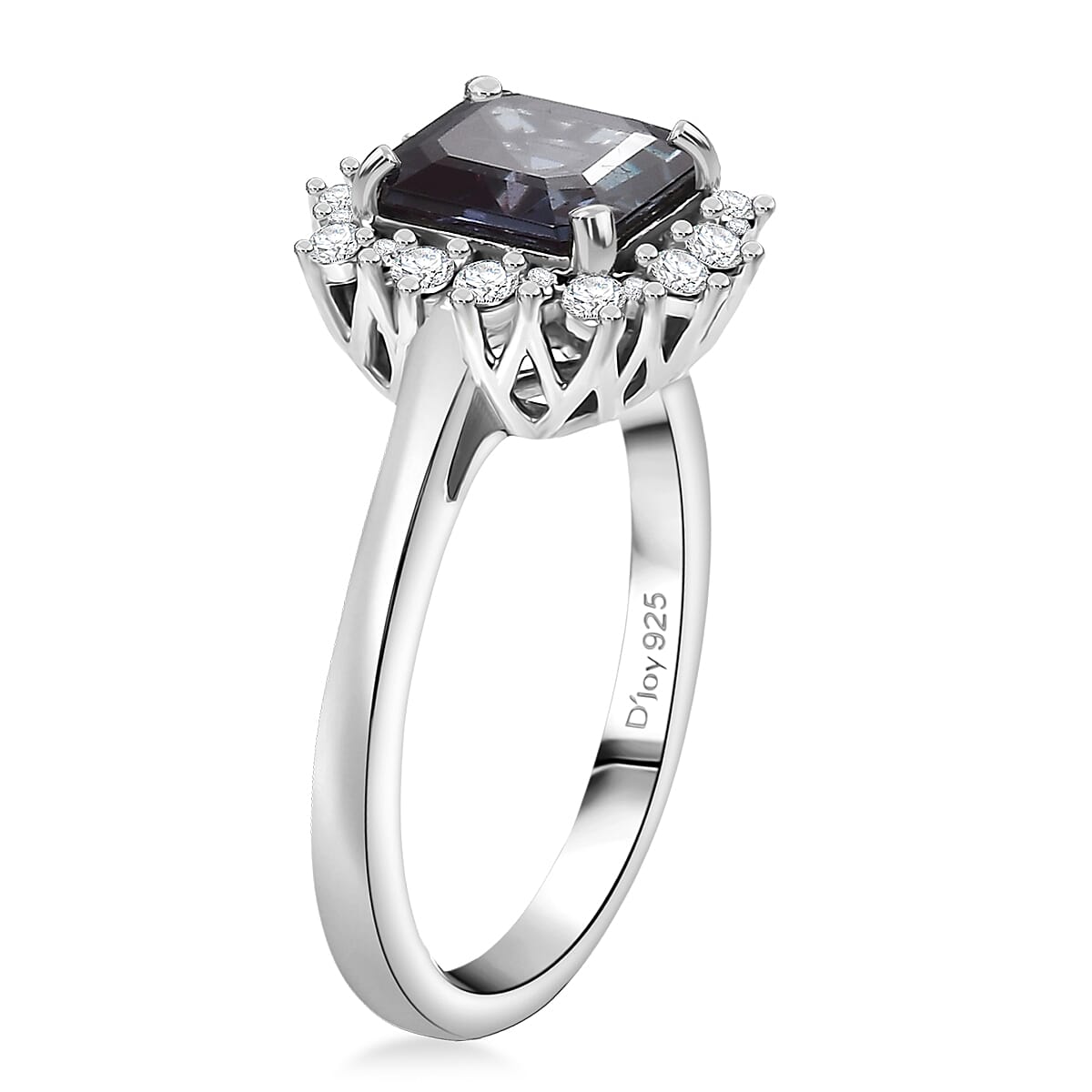 D'Joy AAA Lab Grown Alexandrite and Moissanite 2.30 ctw Ring in Rhodium Over Sterling Silver (Size 8.5) image number 3